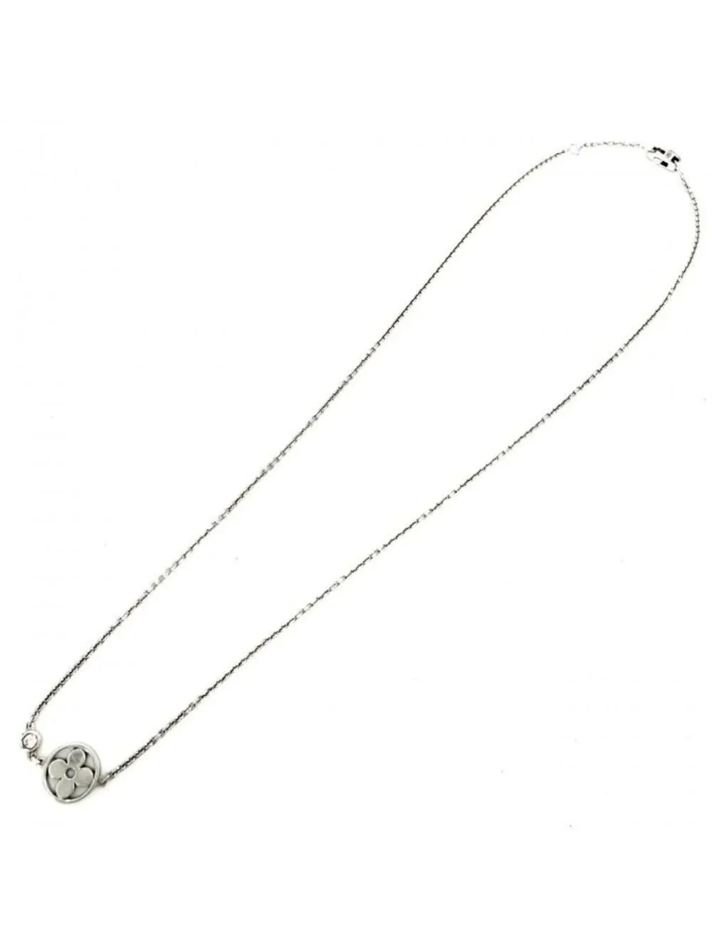 Louis Vuitton Necklace Monogram Idylle Star 18k WG 750 White Gold Diamond